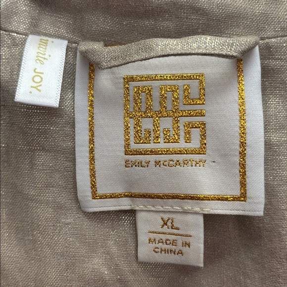 Emily McCarthy gold linen Bradshaw blazer XL Christmas Holiday - Picture 6 of 7